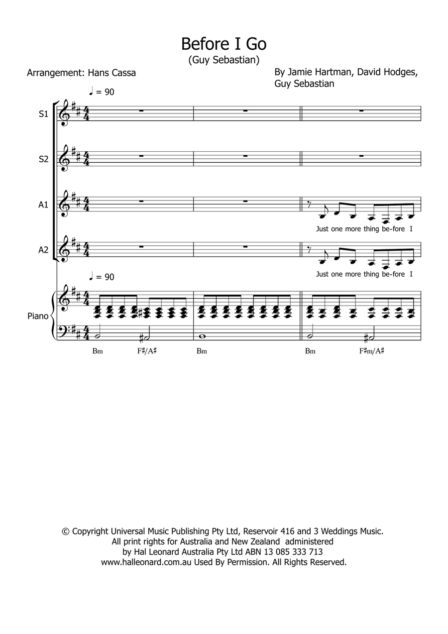 Before I Go Before I Go SSAA scores gallery preview page 1