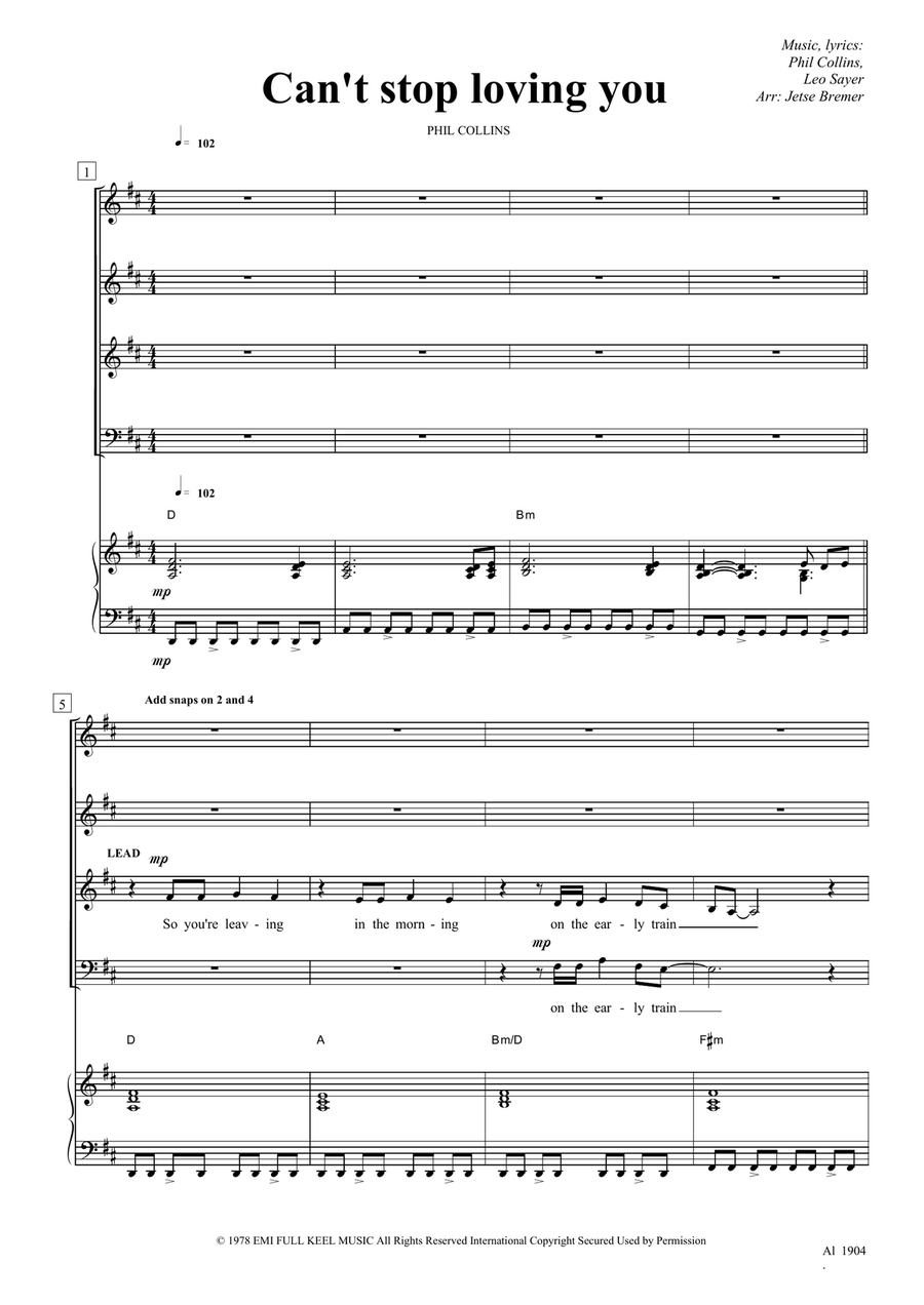 Can't Stop Loving You (Though I Try) Choir scores gallery preview page 1