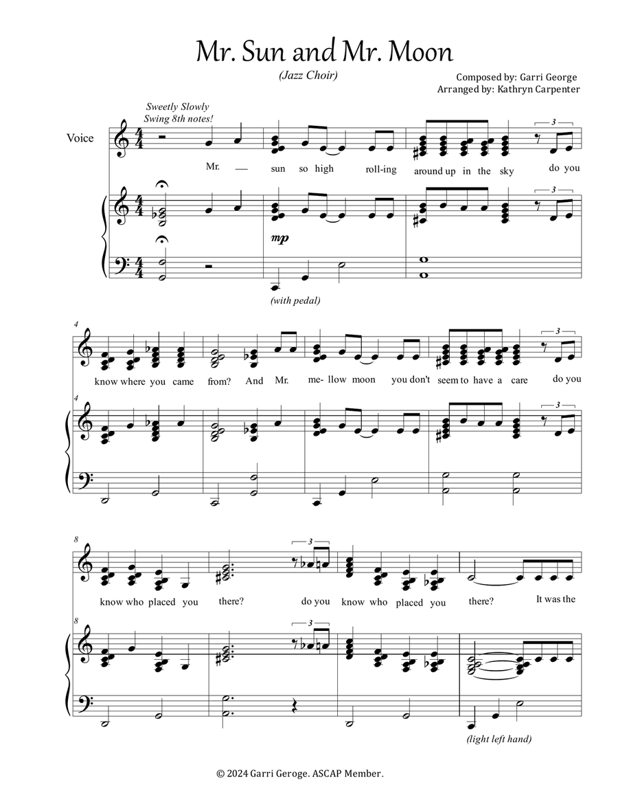 Mr. Sun and Mr. Moon (Jazz Choir) 4-Part scores gallery preview page 1