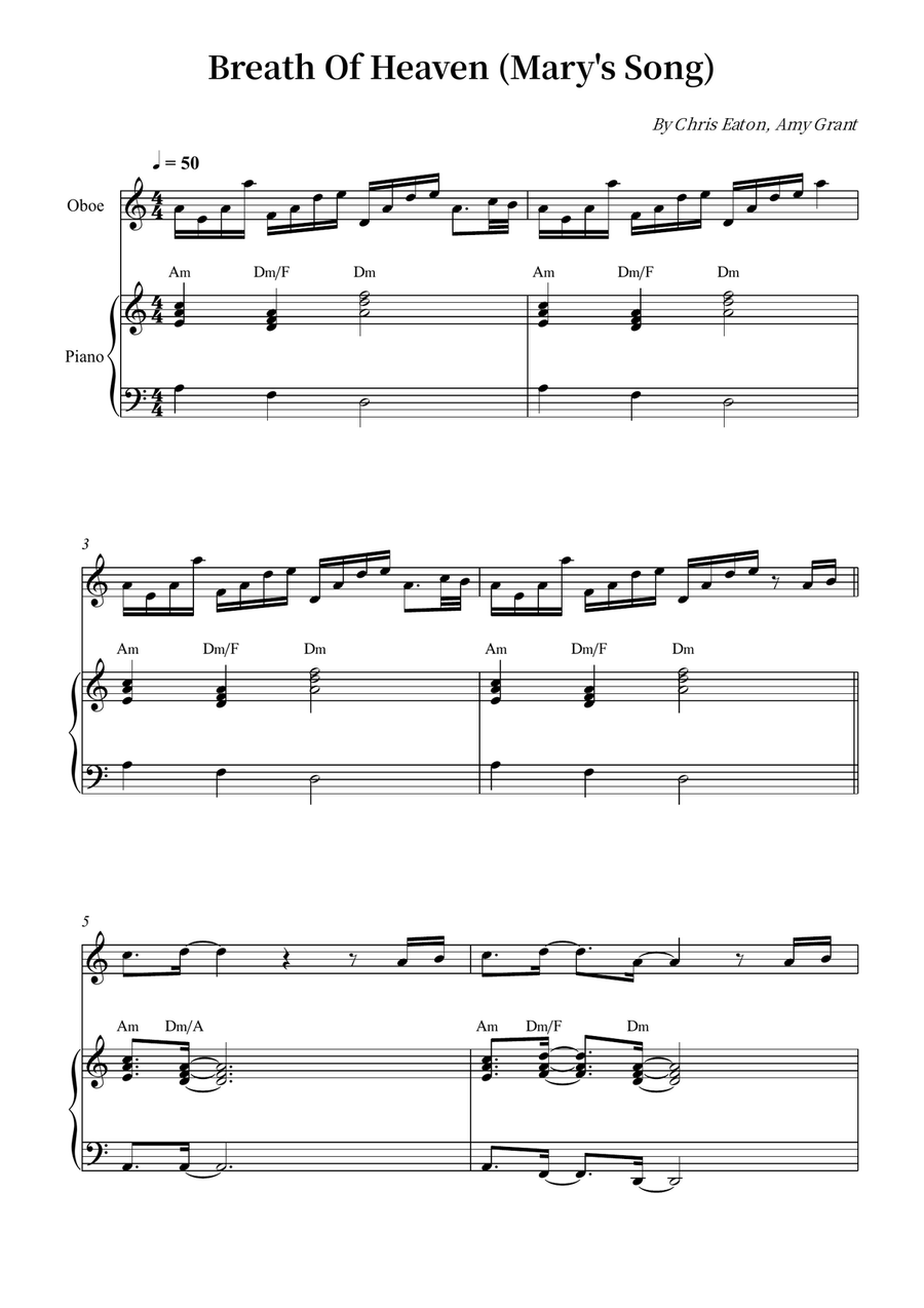 Breath Of Heaven (Mary's Song) Piano scores gallery preview page 1