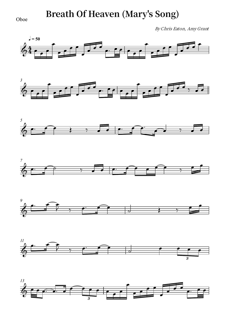 Breath Of Heaven (Mary's Song) Oboe Solo scores gallery preview page 1
