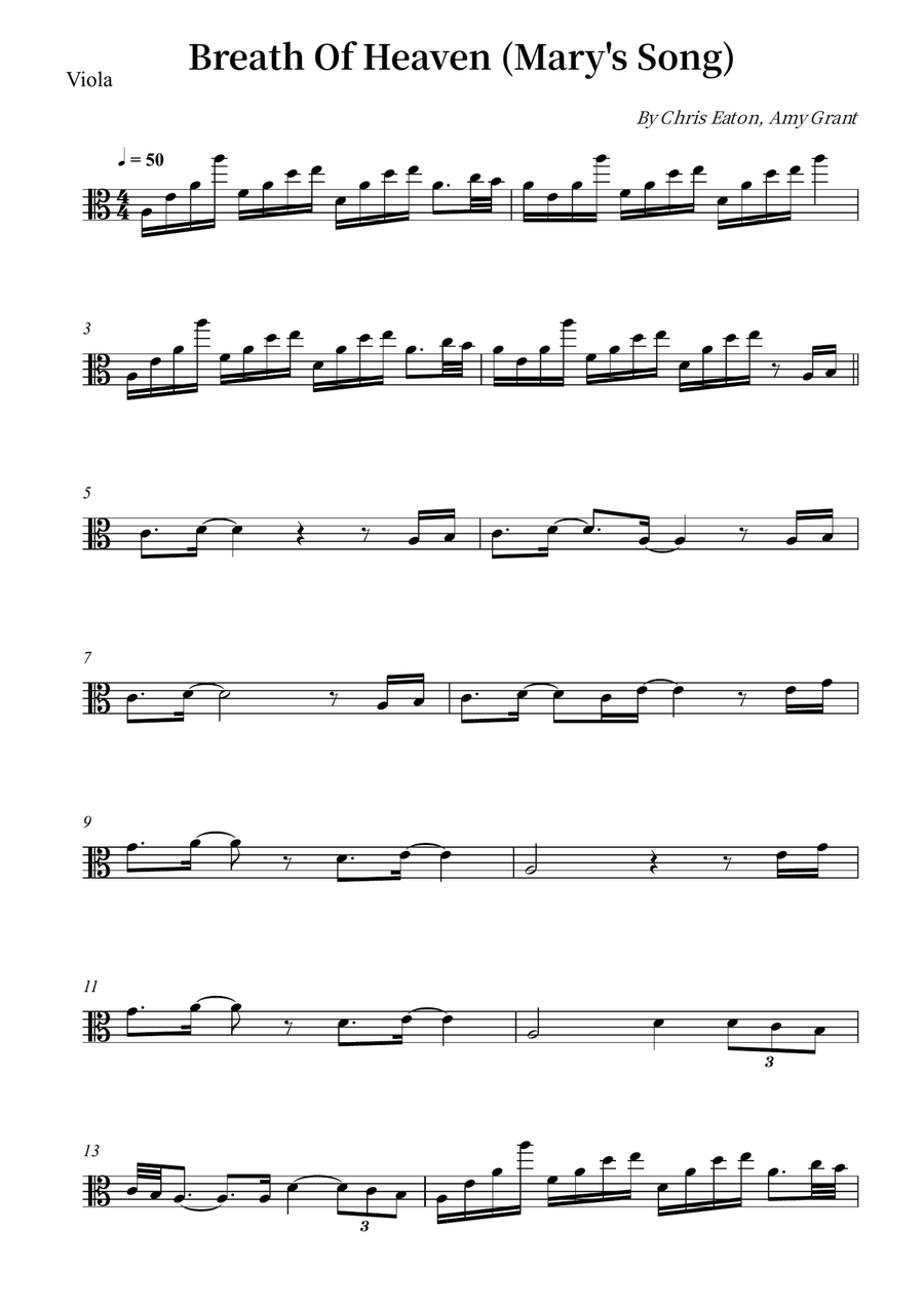 Breath Of Heaven (Mary's Song) Viola Solo scores gallery preview page 1