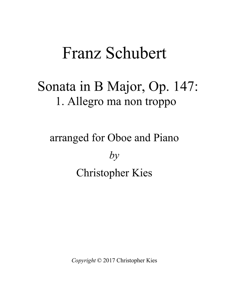 Sonata in B major, Opus 147, I. Allegro ma non troppo Chamber Music scores gallery preview page 1