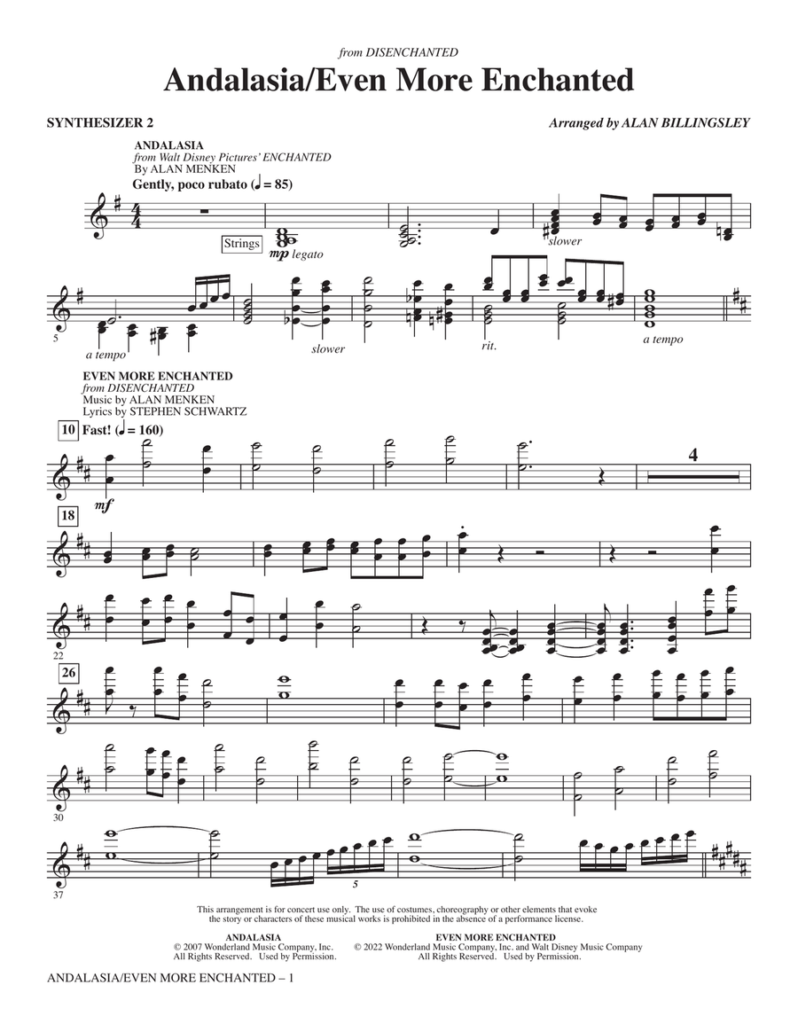 Andalasia/Even More Enchanted (from Disenchanted) (arr. Alan Billingsley) - Synthesizer II Choir scores gallery preview page 1
