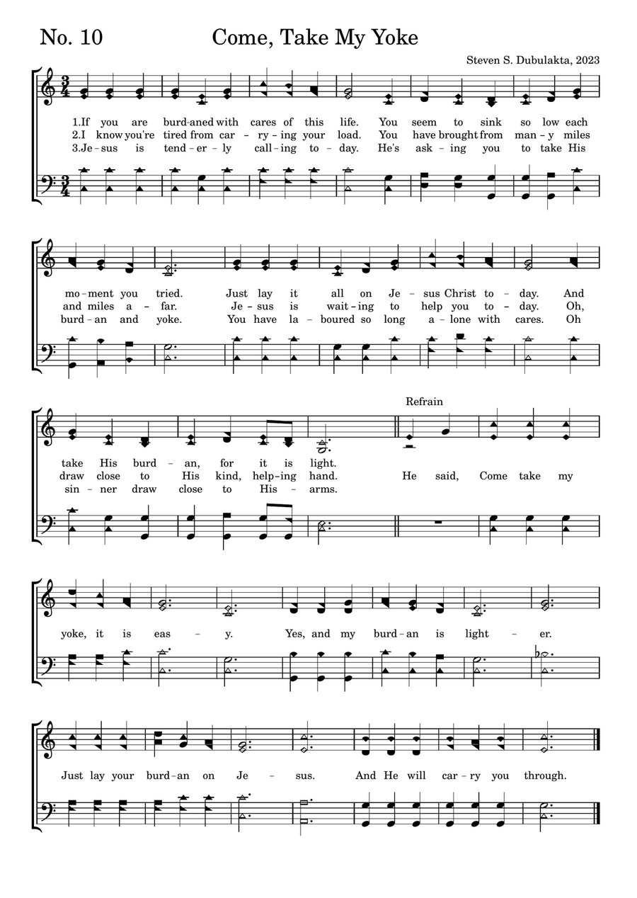 Come, Take My Yoke Come, Take My Yoke 4-Part scores gallery preview page 1