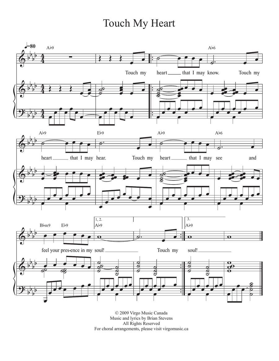 Touch My Heart Touch My Heart Piano, Vocal scores gallery preview page 1