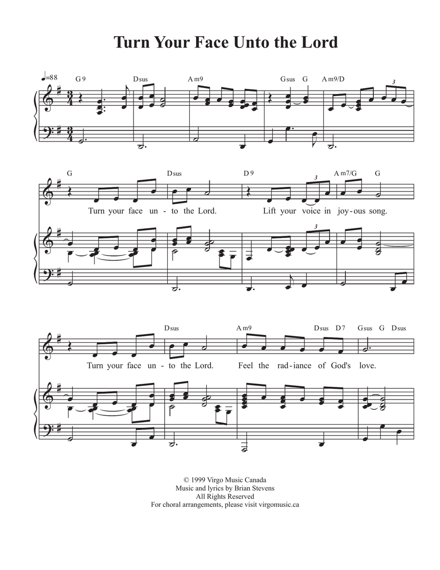 Turn Your Face Unto The Lord Piano, Vocal scores gallery preview page 1