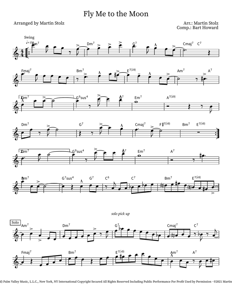 Fly Me to the Moon Fly Me to the Moon Alto Saxophone scores gallery preview page 1