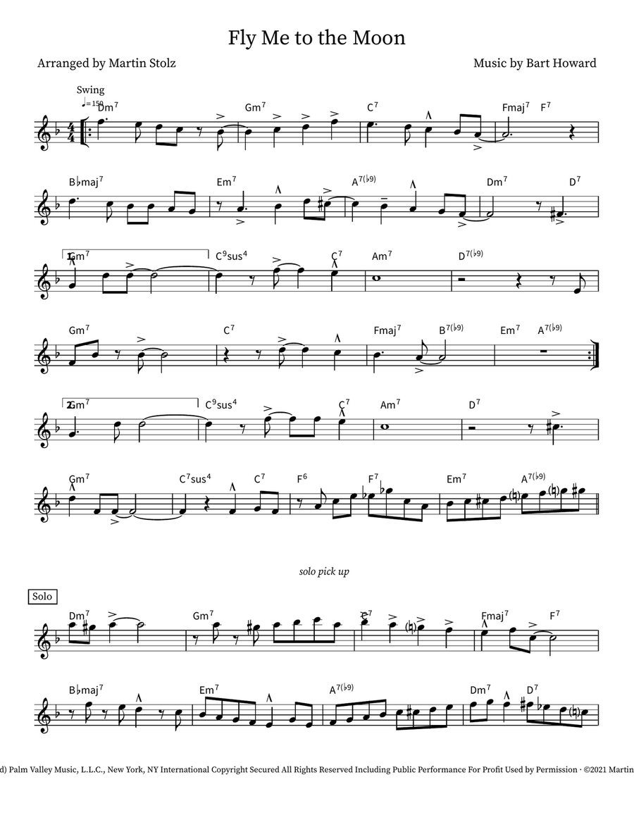Fly Me to the Moon Fly Me to the Moon Tenor Saxophone scores gallery preview page 1