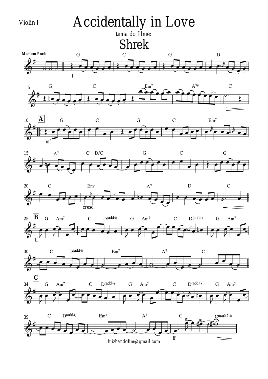 Accidentally In Love Accidentally In Love String Quartet scores gallery preview page 1