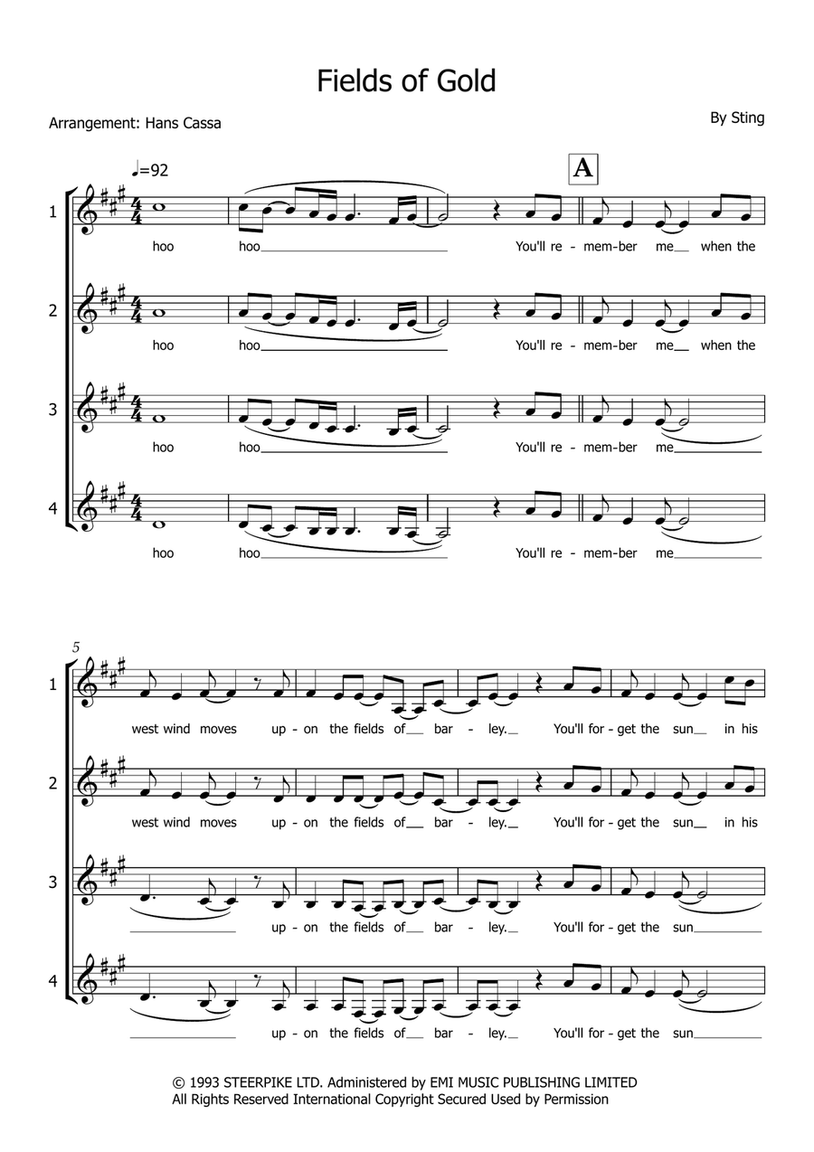 Fields Of Gold Fields Of Gold SSAA scores gallery preview page 1