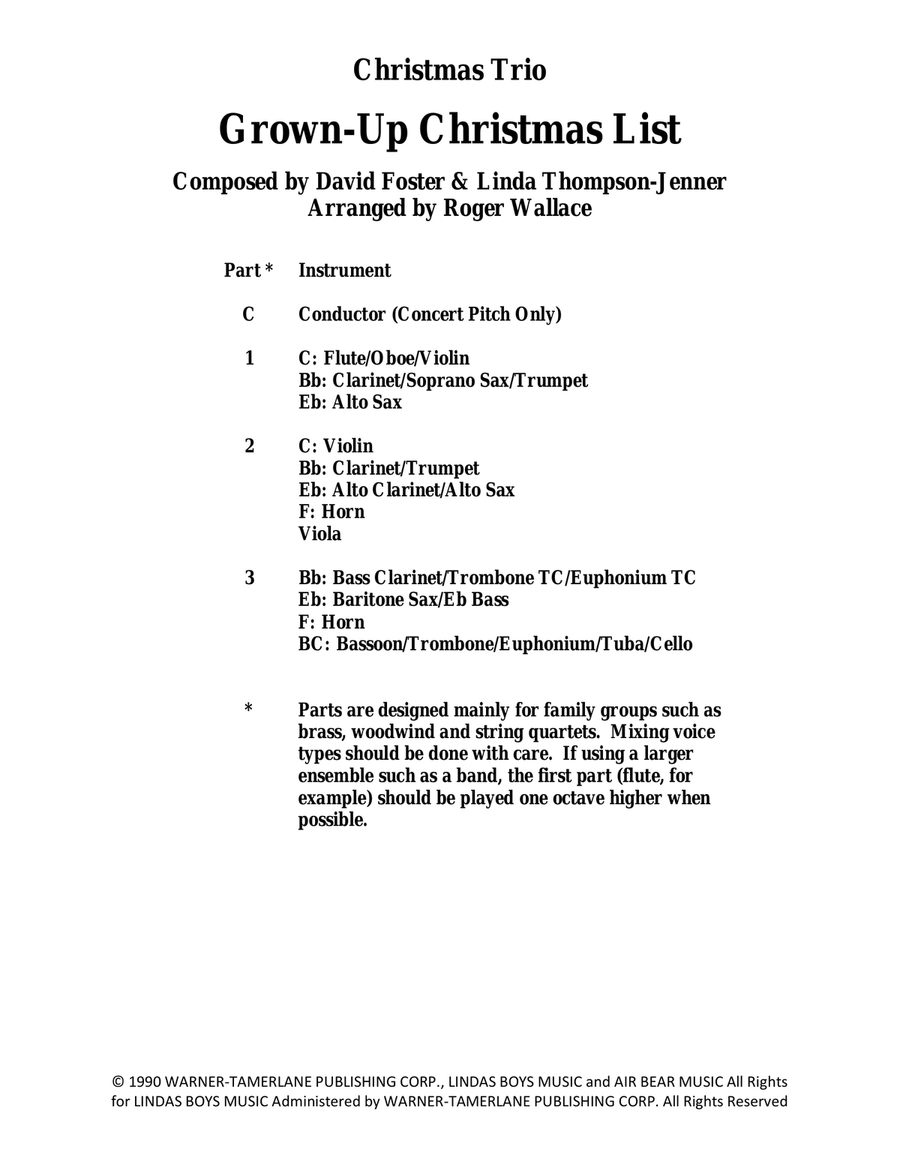 Grown-Up Christmas List Grown-Up Christmas List Woodwind Trio scores gallery preview page 1
