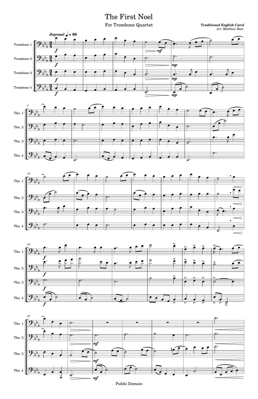 The First Noel The First Noel Brass Quartet scores gallery preview page 1