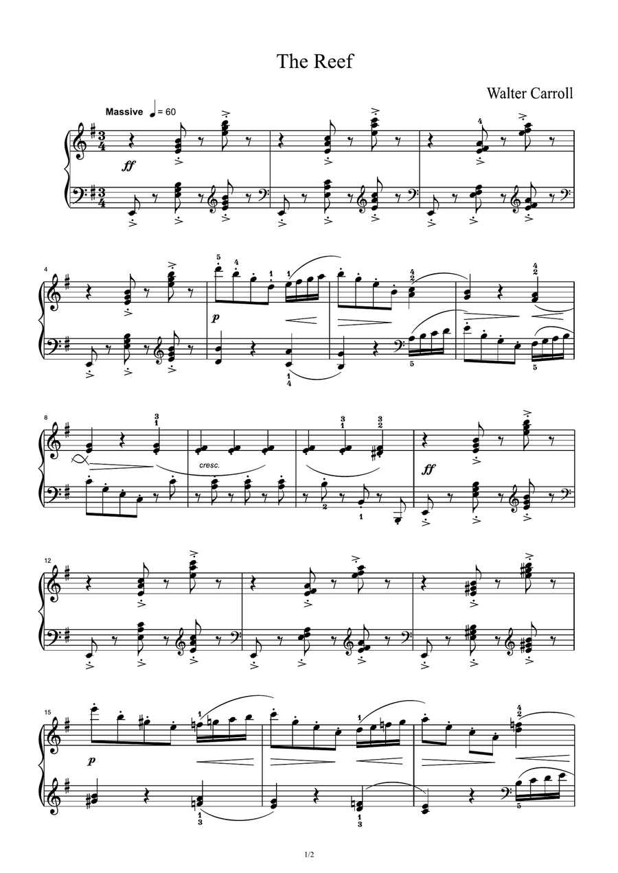 The Reef - Walter Carroll Piano Solo scores gallery preview page 1