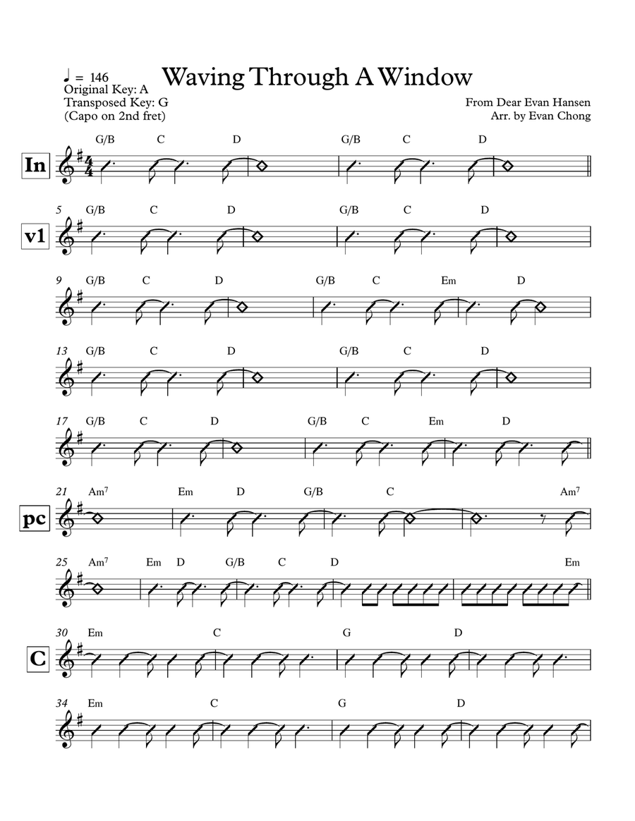 Waving Through A Window Waving Through A Window Guitar scores gallery preview page 1