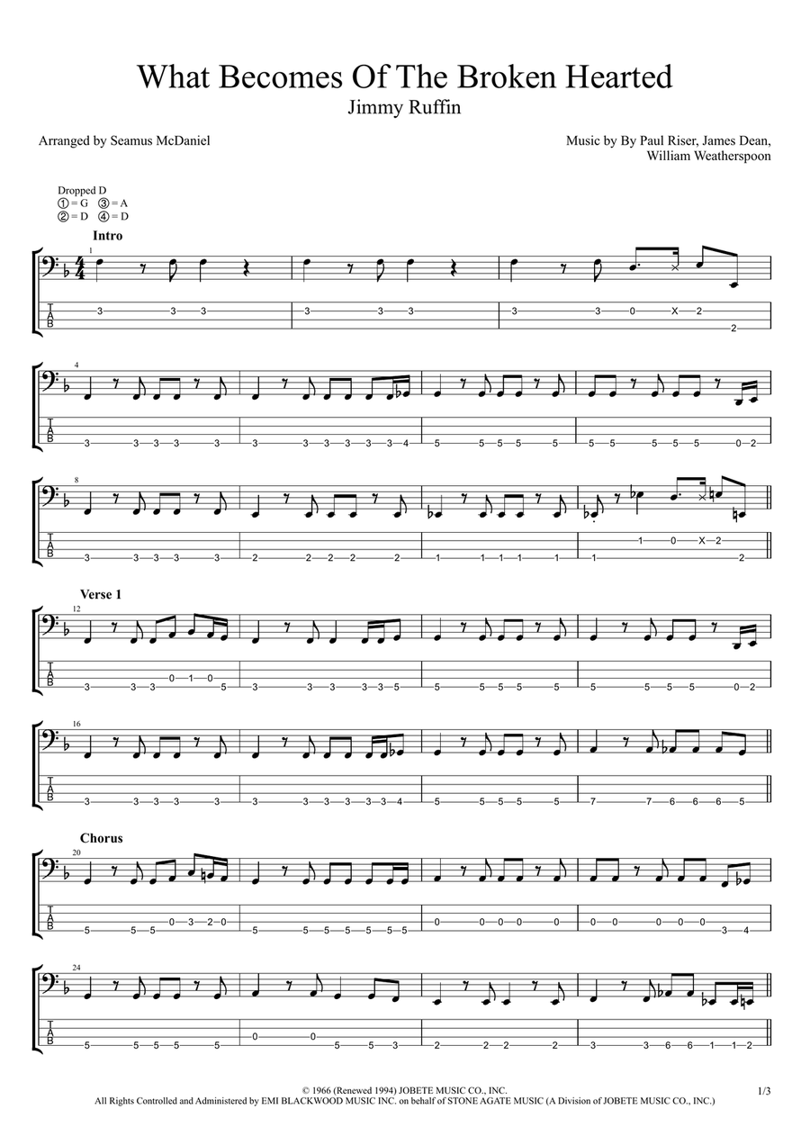 What Becomes Of The Broken Hearted Classical Guitar scores gallery preview page 1