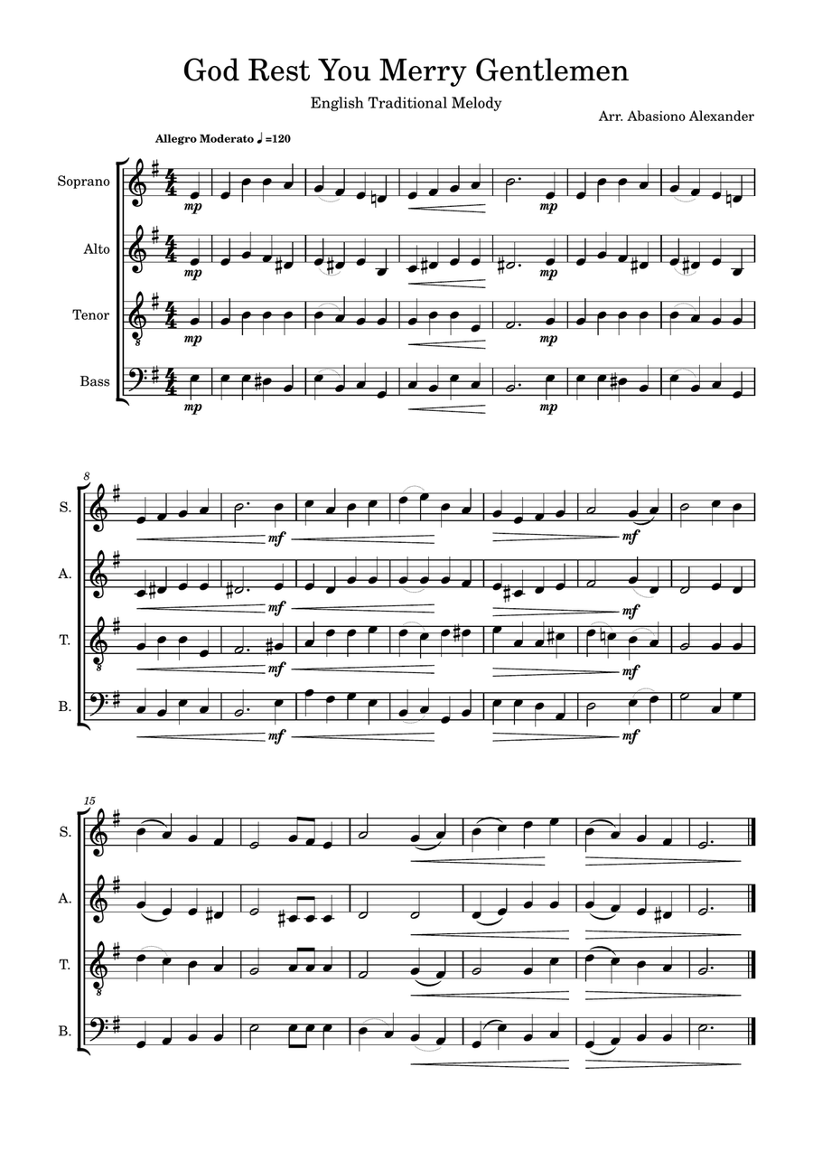God Rest Ye Merry Gentlemen 4-Part scores gallery preview page 1