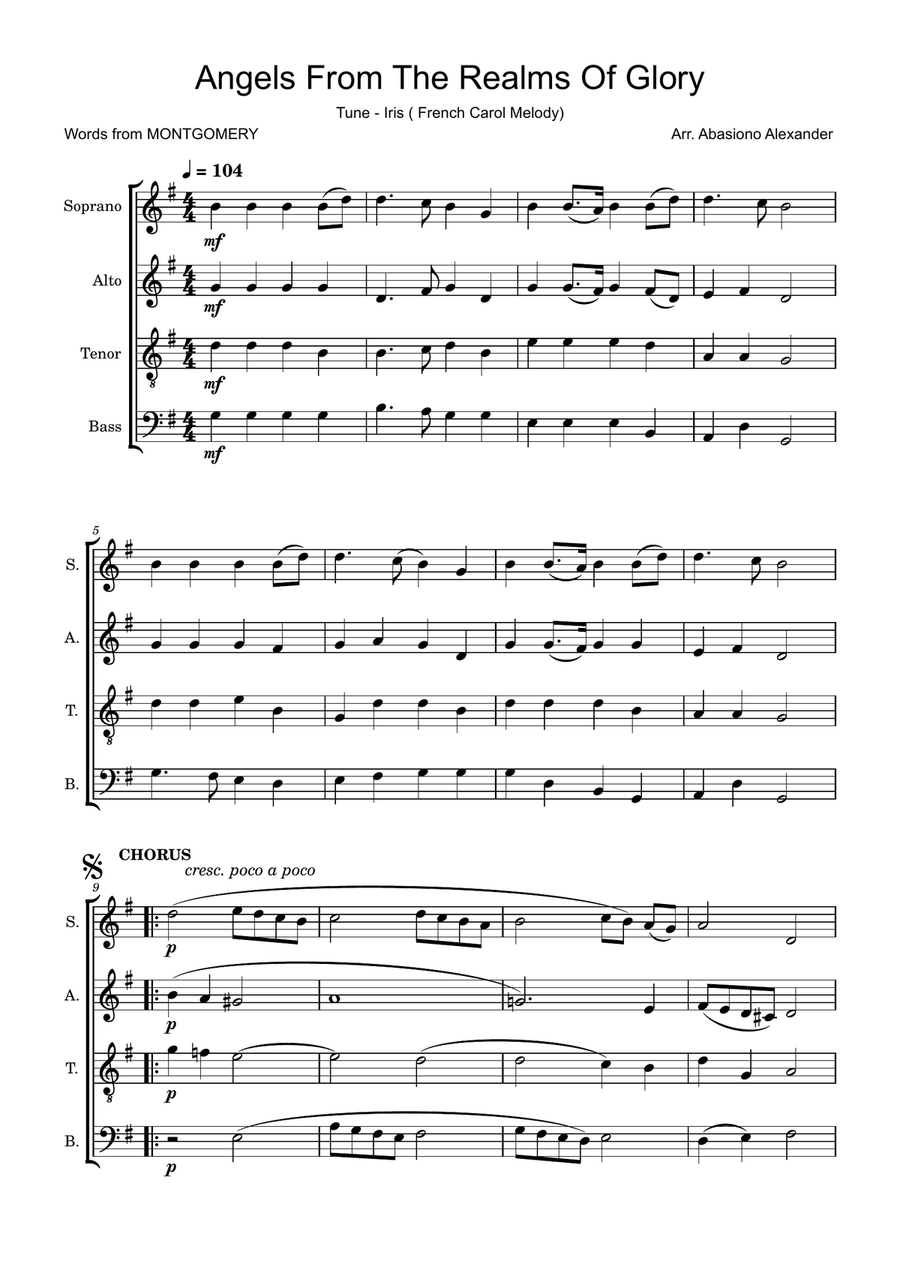 Angels from the realm of Glory 4-Part scores gallery preview page 1