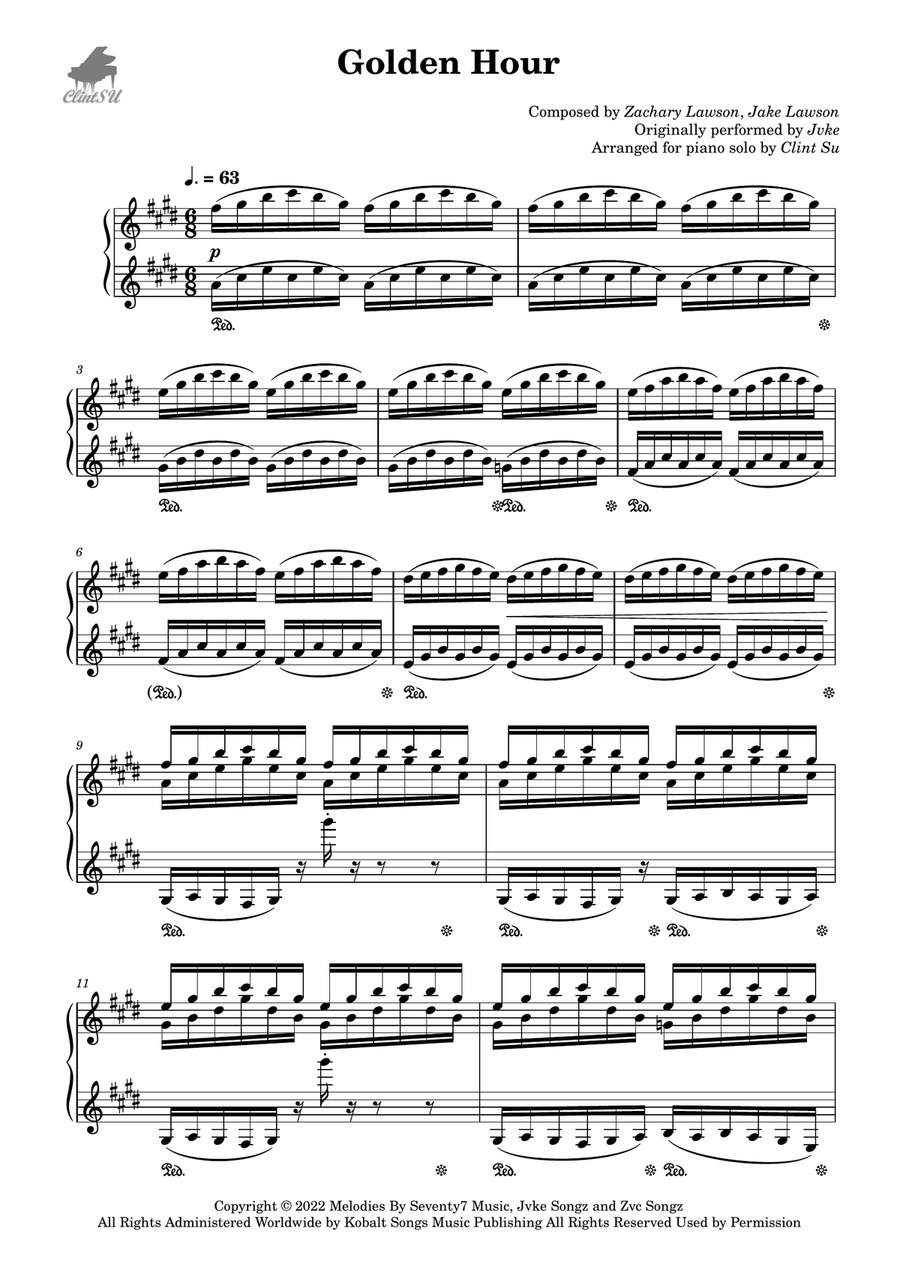 Golden Hour Piano Solo scores gallery preview page 1