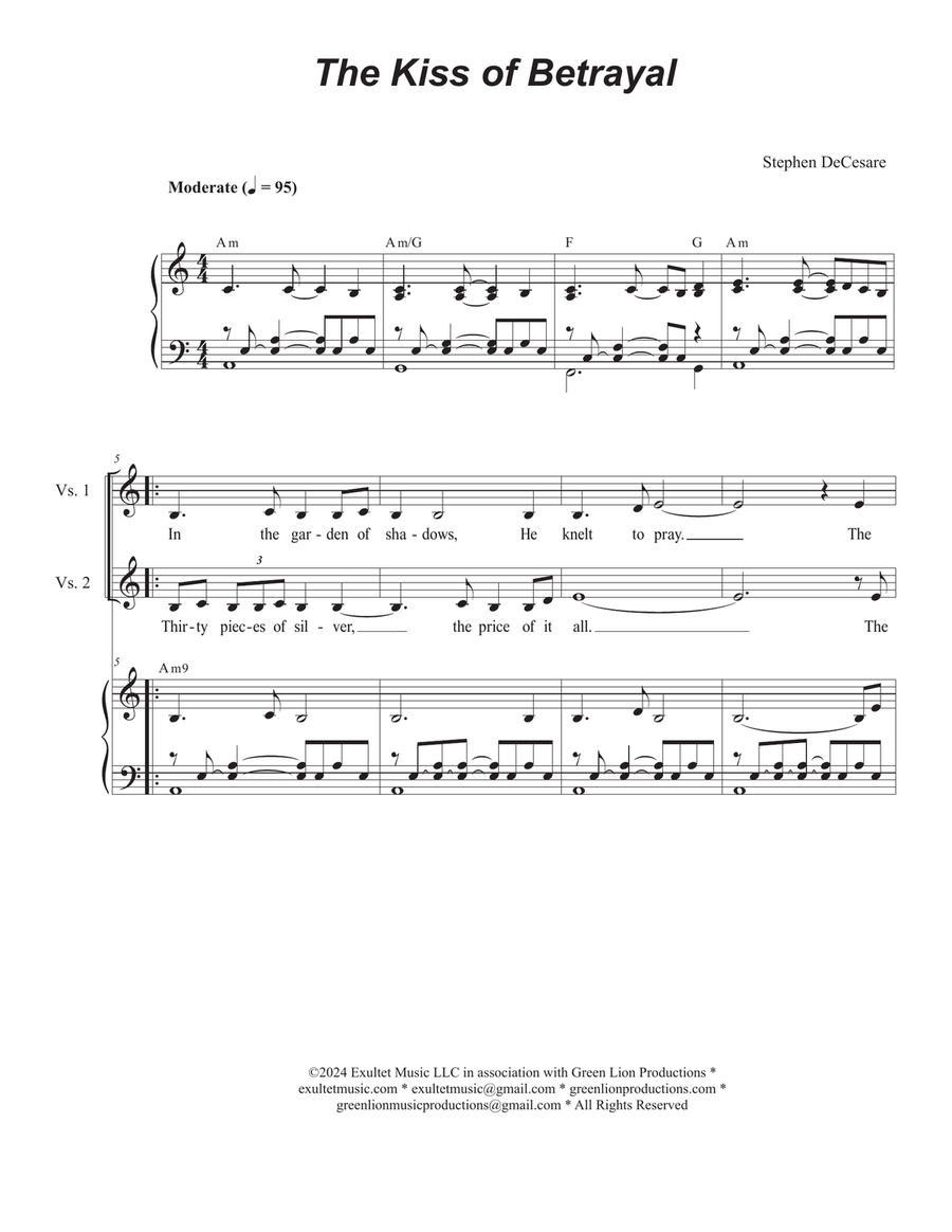 The Kiss of Betrayal (SAB) 3-Part scores gallery preview page 1