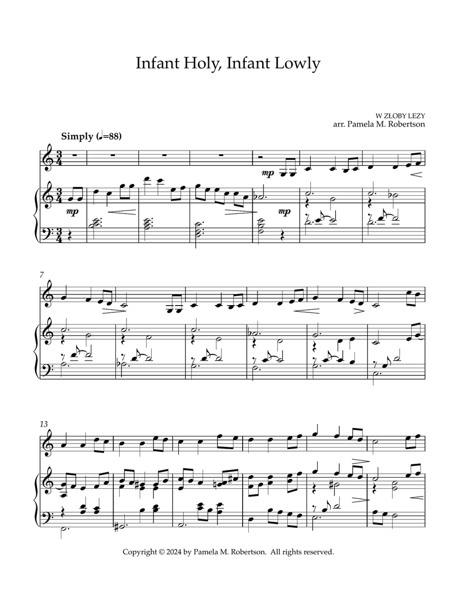 Infant Holy, Infant Lowly - Piano and Violin Violin Solo scores gallery preview page 1