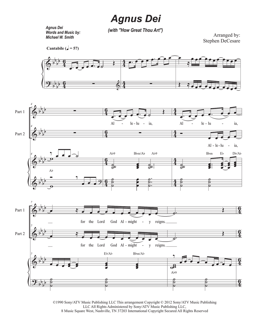 Medley: Agnus Dei with How Great Thou Art 2-Part scores gallery preview page 1