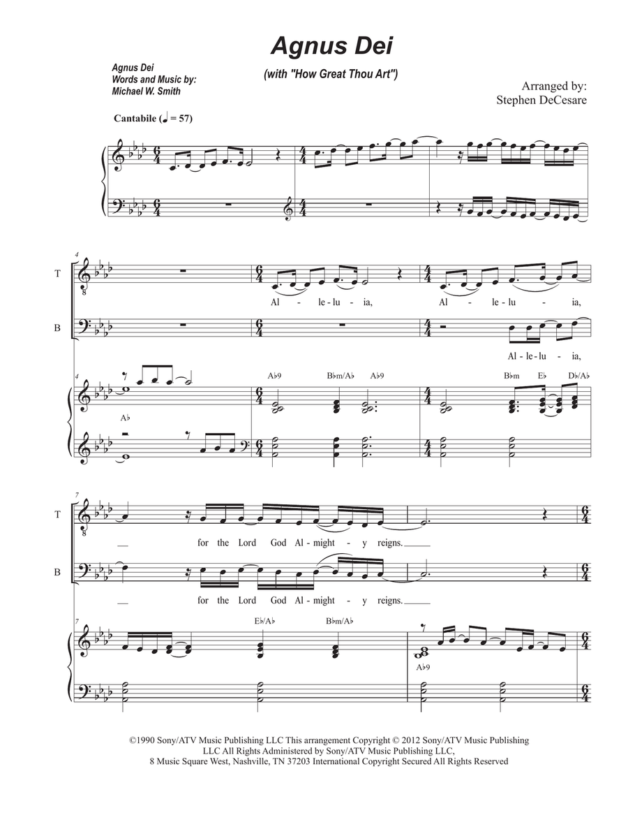 Medley: Agnus Dei with How Great Thou Art Tenor Voice scores gallery preview page 1