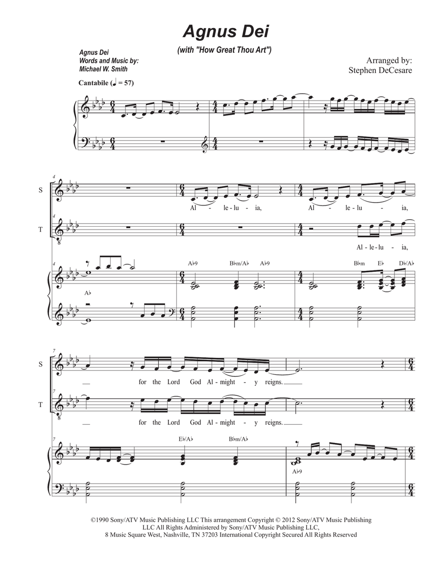 Medley: Agnus Dei with How Great Thou Art 2-Part scores gallery preview page 1