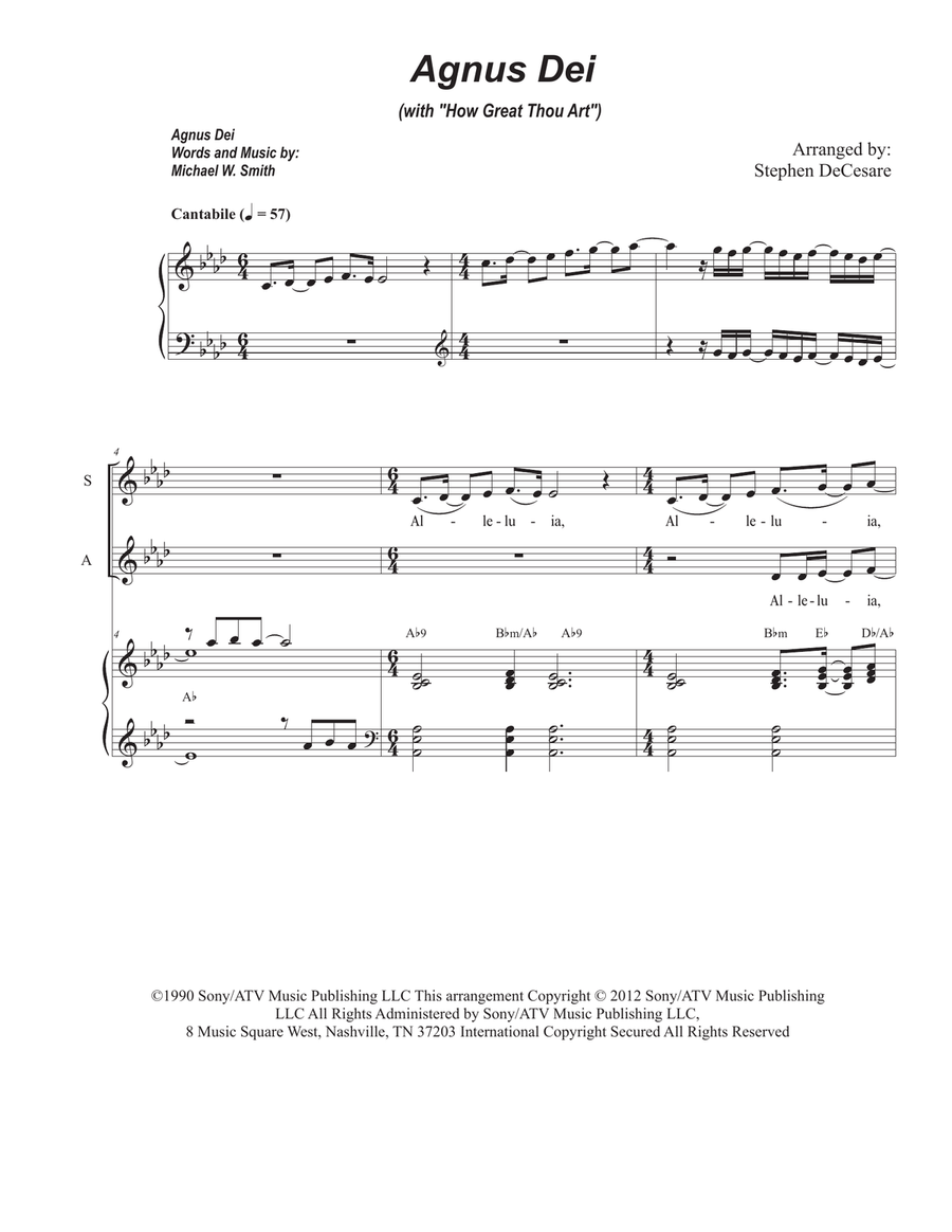 Medley: Agnus Dei with How Great Thou Art 4-Part scores gallery preview page 1