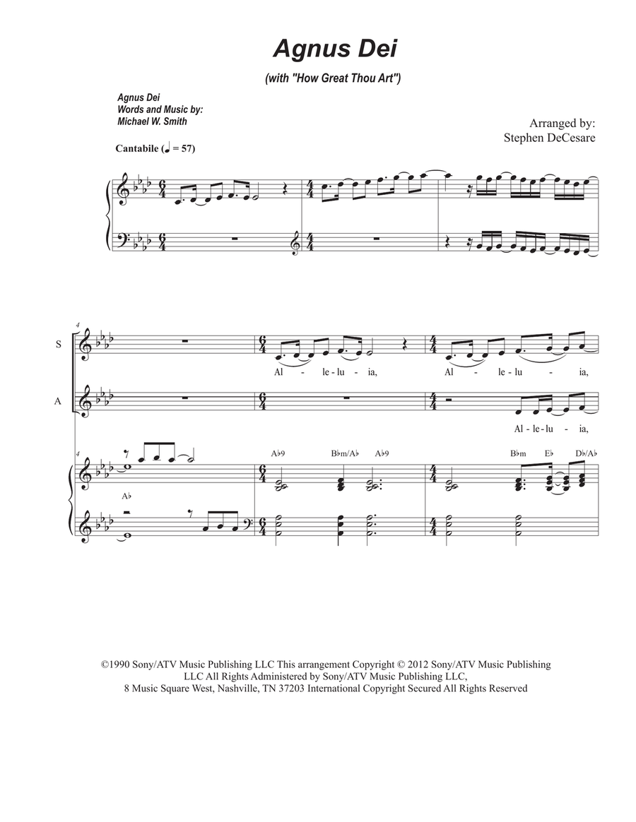 Medley: Agnus Dei with How Great Thou Art 3-Part scores gallery preview page 1