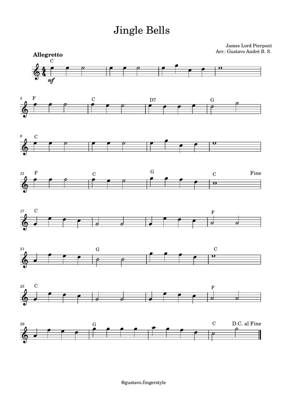 Jingle Bells Jingle Bells Flute Solo scores gallery preview page 1
