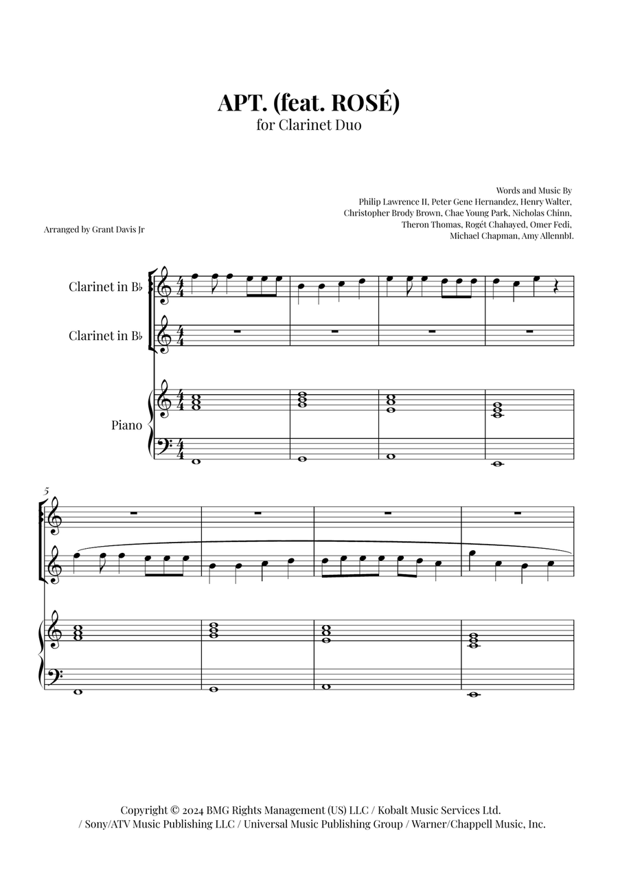 Apt. Clarinet Duet scores gallery preview page 1