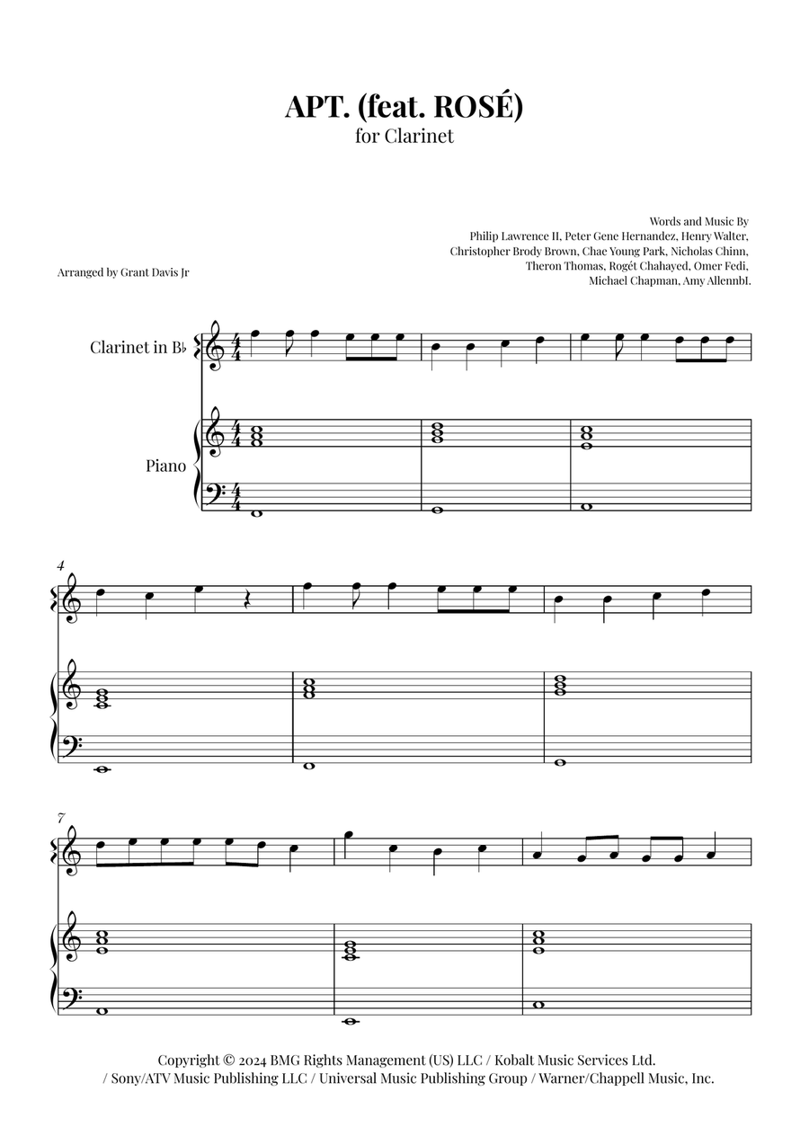Apt. B-Flat Clarinet scores gallery preview page 1