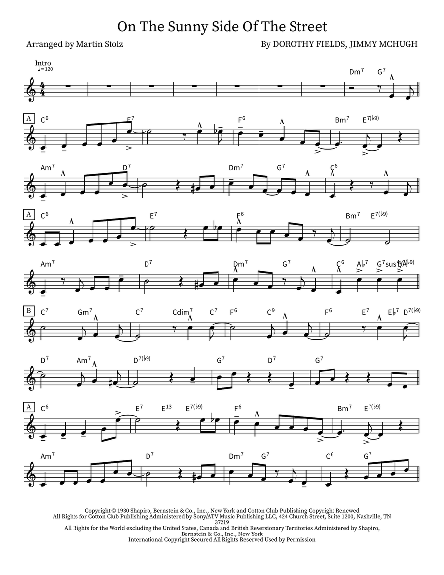 On The Sunny Side Of The Street Tenor Saxophone scores gallery preview page 1
