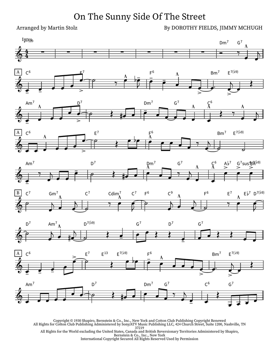 On The Sunny Side Of The Street Clarinet scores gallery preview page 1