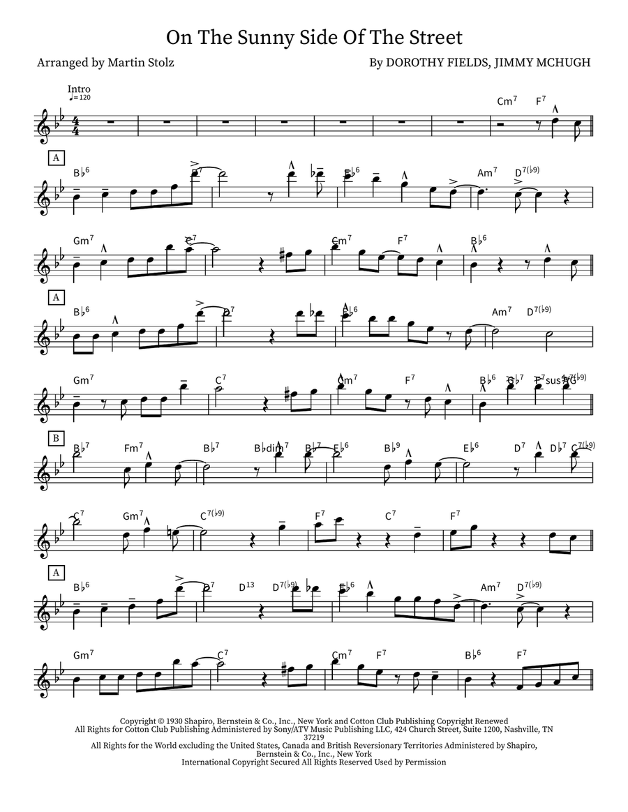 On The Sunny Side Of The Street Flute scores gallery preview page 1