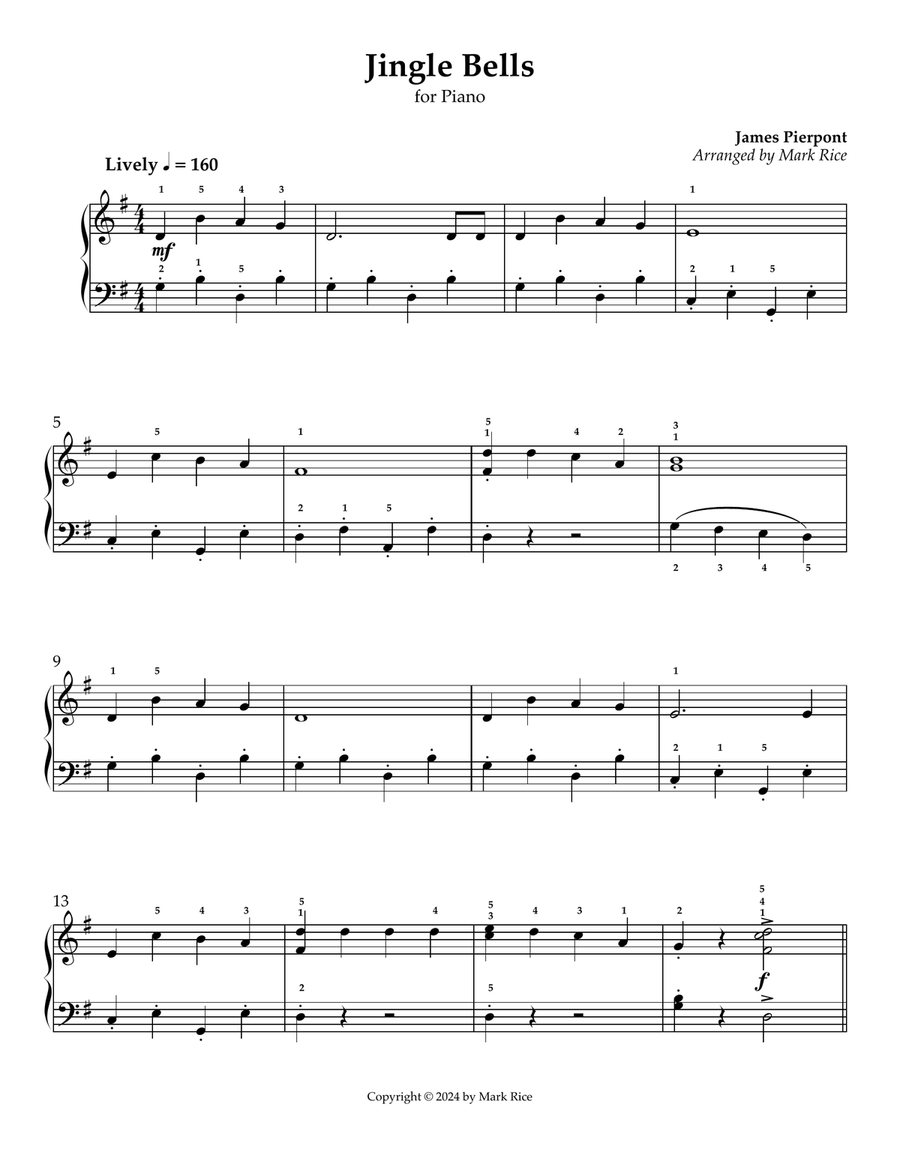 Jingle Bells Piano Solo scores gallery preview page 1