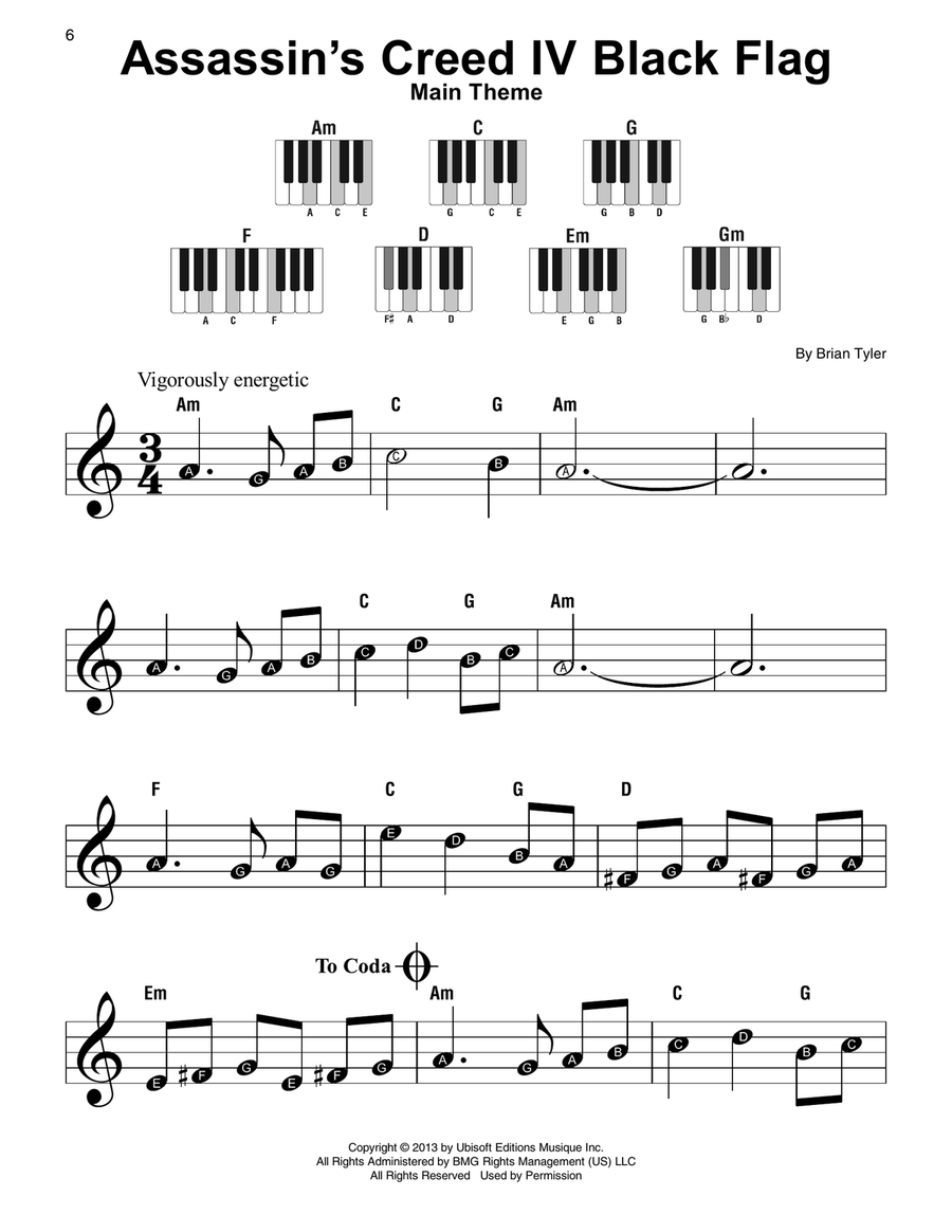 Assassin's Creed IV Black Flag (Main Theme) Easy Piano scores gallery preview page 1