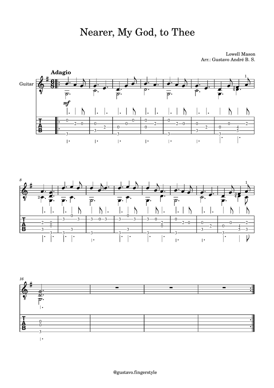 Nearer, My God, to Thee Nearer, My God, to Thee Acoustic Guitar scores gallery preview page 1