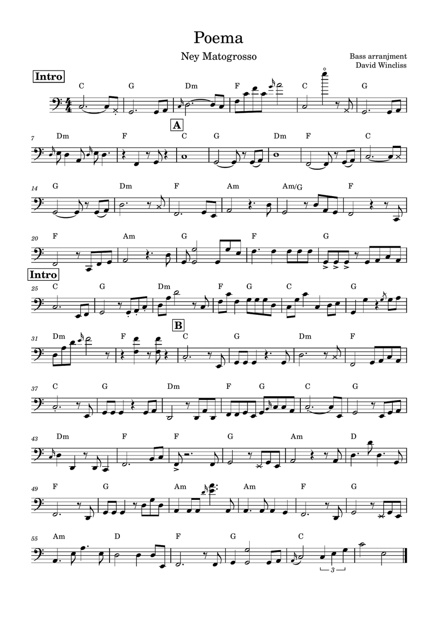 Poema Poema Bass Guitar scores gallery preview page 1