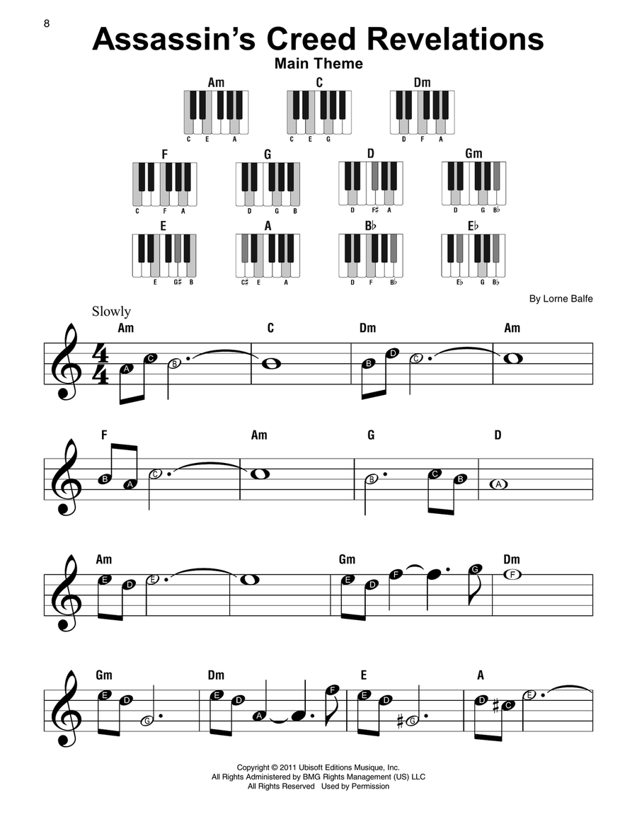 Assassin's Creed Revelations Easy Piano scores gallery preview page 1