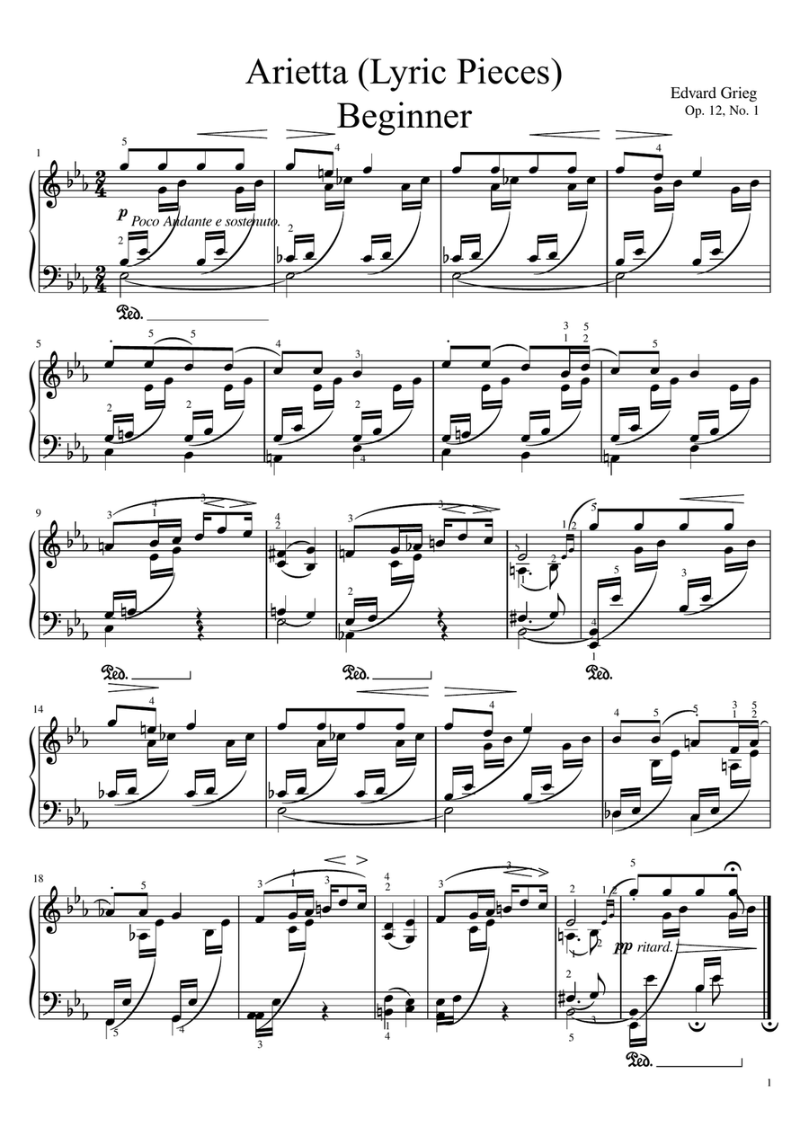 Arrieta (Lyric Pieces) Arrieta (Lyric Pieces) Piano Solo scores gallery preview page 1