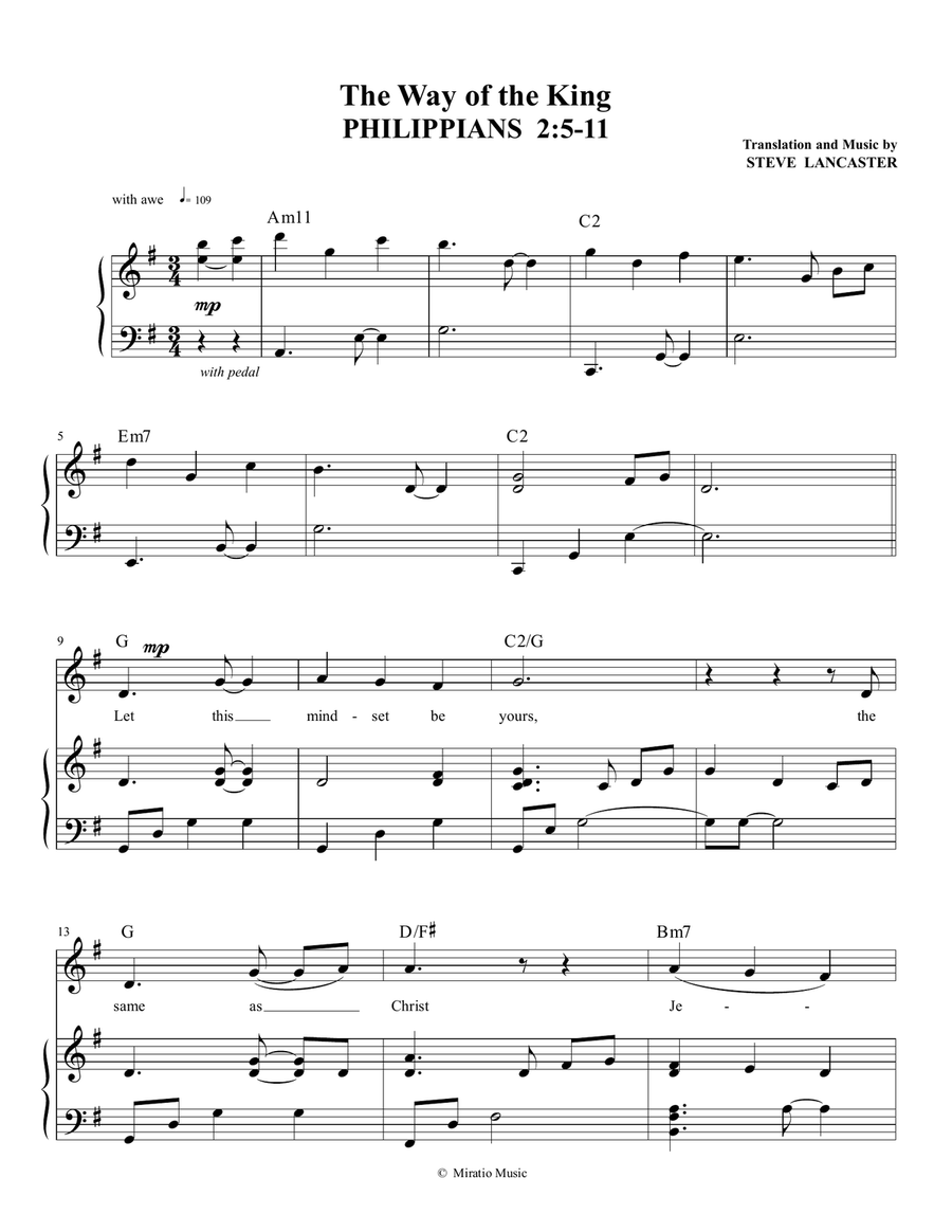 PHILIPPIANS 2:5-11 - The Way of the King - for Vocal and Piano Piano, Vocal scores gallery preview page 1