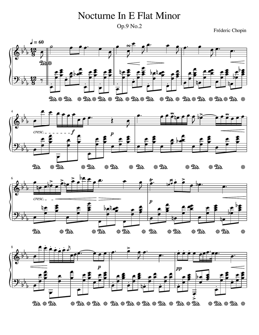 Nocturne in E Flat Minor Nocturne in E Flat Minor Piano Solo scores gallery preview page 1