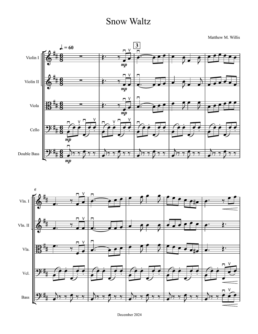 Snow Waltz Snow Waltz String Orchestra scores gallery preview page 1