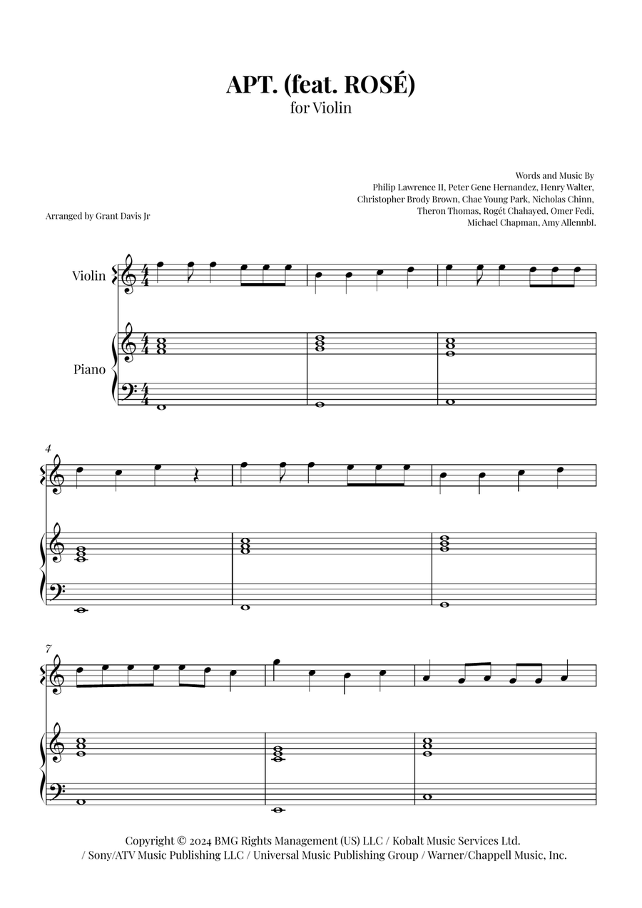 Apt. Violin Solo scores gallery preview page 1