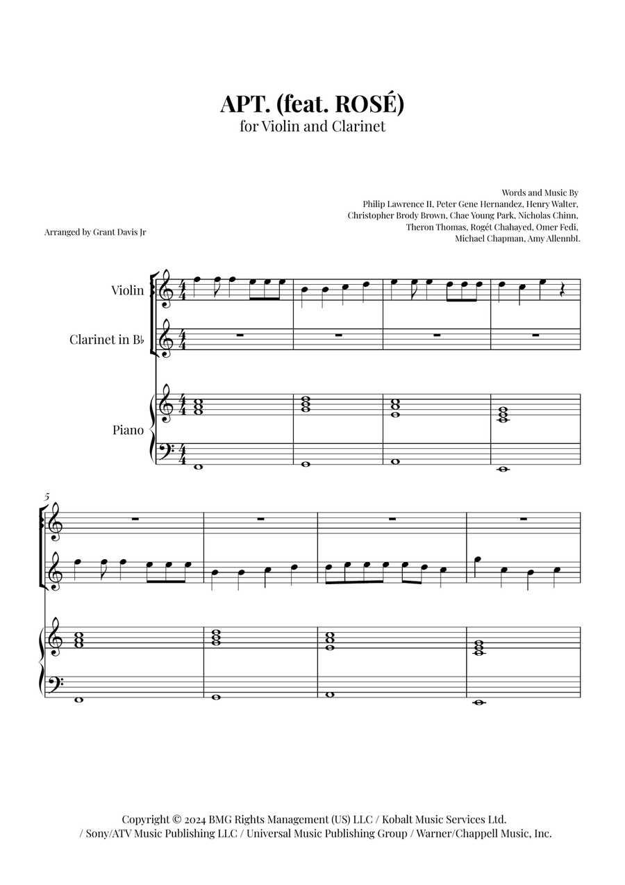 Apt. B-Flat Clarinet scores gallery preview page 1