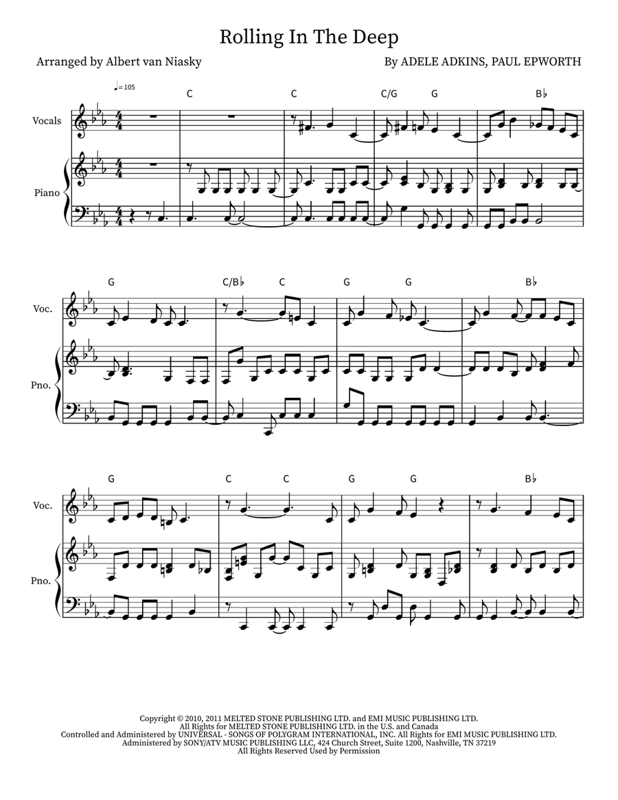 Rolling In The Deep Rolling In The Deep Piano, Vocal scores gallery preview page 1