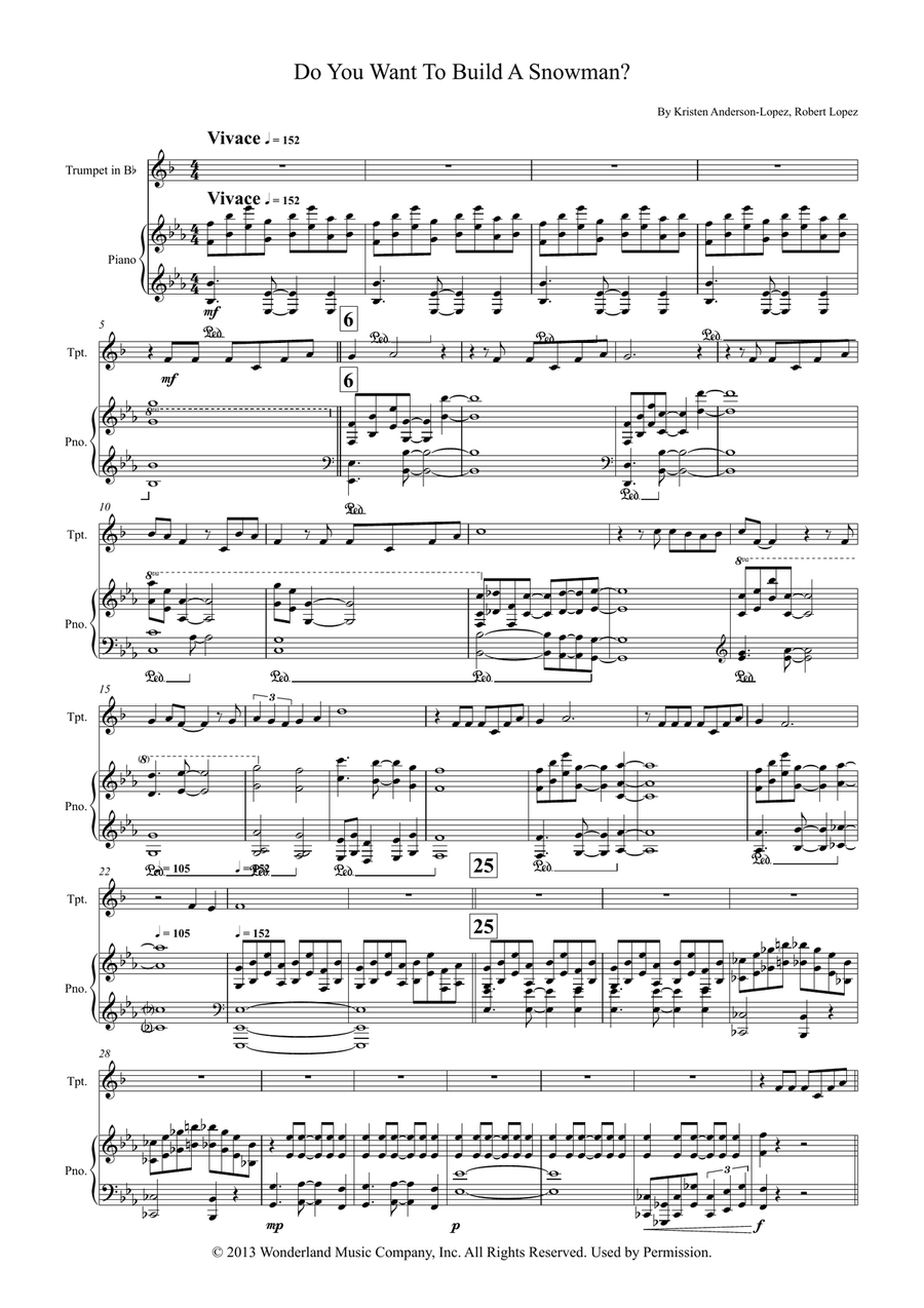 Do You Want To Build A Snowman? Trumpet Solo scores gallery preview page 1