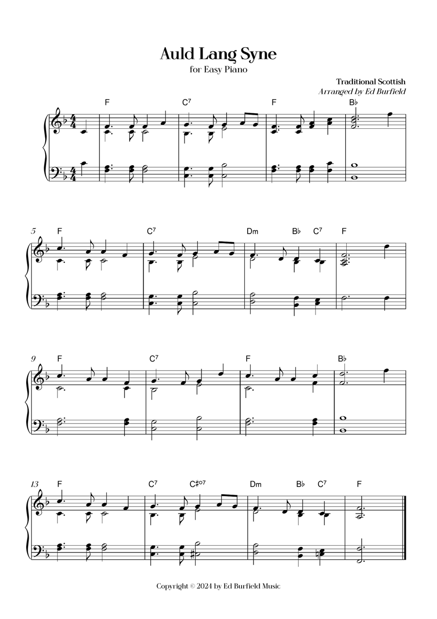 Auld Lang Syne | for Easy Piano Easy Piano scores gallery preview page 1